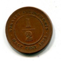 Straits Settlements, Vittoria (1837-1901): 1/2 cent. 1873 (KM#8)