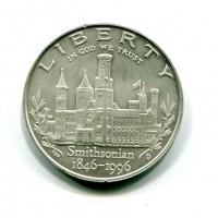 USA: 1 dollaro 1996-D "150° Anniversario Istituzione Smithsonian" colpi al bordo