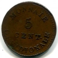Francia, Luigi XVIII, Assedio d' Anversa (feb-mag 1814): 5 cent. 1814 (Gadoury#131c)