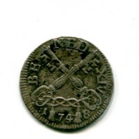 Roma, Benedetto XIV (1740-1758): muraiola da 2 baiocchi (Muntoni#157a)