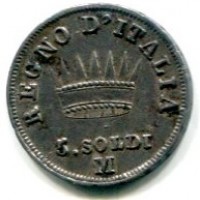 Milano, Napoleone I (1805-1814): 5 soldi 1810 (Gigante#189)
