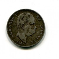 Umberto I (1878-1900): 1 lira 1887 (Gigante#38), macchia