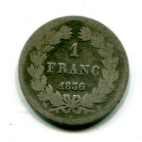 Francia, Luigi Filippo (1830-1848): 1 franco 1836-B (Gadoury#453)