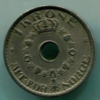 Norvegia, Haakon VII (1905-1957): 1 krone 1927 (KM#385)
