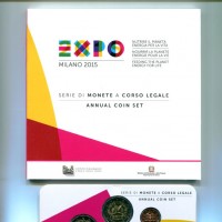 Italia 2015 EXPO: serie 9 pezzi con 2 euro EXPO oltre al 2 euro Dante, una piega nel cartone esterno del folder