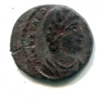 Teodora (337-340 d.C.): follis "PIETAS ROMANA" zecca di Treviri (RIC#9)
