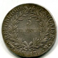 Francia, Napoleone I (1799-1814): 5 franchi AN 13-M (Gadoury#580)
