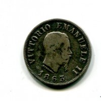 Vittorio Emanuele II (1861-1878): 50 cent. 1863-Mi "Stemma" (Gigante#74)
