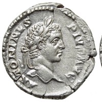 Caracalla (198-217 d.C.): denario "PONTIF TR P X COS II" (RIC#88), gr.3.60, mm 19