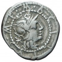 Acilia, M.Acilius M.f (130 a.C.): denario (Crawford#255/1), grammi 3.85, mm 20