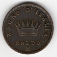 Milano, Napoleone I (1805-1814): 1 soldo 1813 (Gigante#215)

