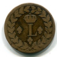 Francia, Luigi XVIII (1815-1824): 1 decime 1815, senza punto (Gadoury#196c)

