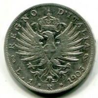 Vittorio Emanuele III (1900-1943): 1 lira 1905 "Aquila Sabauda" (Gigante#129)
