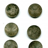 Germania, Rep. Federale (dal 1949): serie da 10 marchi 1972 "XX Olimpiadi di Munchen (KM#dal 130 al 135), nell'astuccio rosso originale