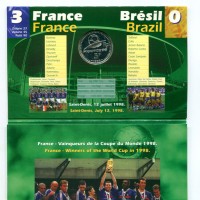 Francia, Quinta Repubblica (dal 1959): 5 franchi 1998 "Finale Coppa Del Mondo Francia-Brasile" (KM#1212)