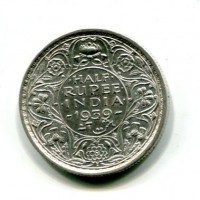 India Britannica, Giorgio VI (1936-1947): 1/2 rupia 1939-C (KM#550)