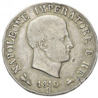 Bologna, Napoleone I (1805-1814): 5 lire 1810 (Gigante#101)
