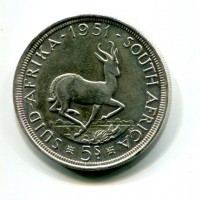Sud Africa, Giorgio VI (1936-1952): 5 scellini 1951 (KM#40.2)