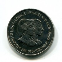 Isole Falkland, Elisabetta II (1952-2022): 50 pence 1981 "Carlo e Diana" (KM#16)