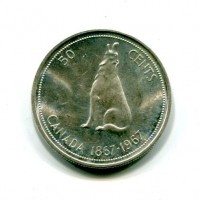 Canada, Elisabetta II (1952-2022): 50 cent 1967 (KM#69)