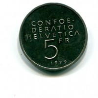 Svizzera, Confederazione: 5 franchi 1979 "A. Einstein" (KM#58)
