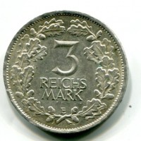 Germania, Repubblica di Weimar (1919-1933): 3 marchi 1925-E "RHINELAND" (Jaeger#321)
