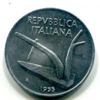 Repubblica Italiana (dal 1946): 10 lire 1955 "Spighe" (Gigante#238)
