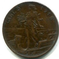 Vittorio Emanuele III (1900-1943): 5 cent. 1918 (Gigante#262)
