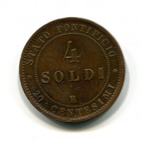 Roma, Pio IX (1846-1870): 4 soldi 1869-XXIII (Gigante#321)