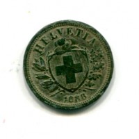 Svizzera, Confederazione: 2 rappen 1888, patina verde