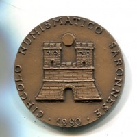 Saronno 1980: medaglia Circolo Numismatico Saronnese "Stazione Posta Cavalli-Varesina-Casa Morandi", diametro 50mm