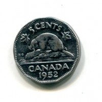 Canada, Giorgio VI (1936-1952): 5 cent 1952 (KM#42a), acciaio
