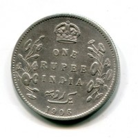 India Britannica, Edoardo VII (1901-1910): 1 rupia 1906 (KM#508),