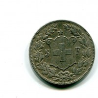 Svizzera, Confederazione: 5 franchi 1890