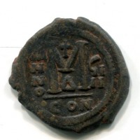 Giustino II (565-578 d.C.): follis, zecca di Costantinopoli, anno 9° (Sear#360)