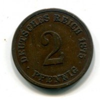 Germania, Guglielmo I (1871-1888): 2 pfennig 1875-E (KM#2)

