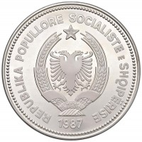 Albania, Repubblica Socialista (1945-1991): 50 leke 1987 (K.M#58), 15000 pz coniati, senza confezione ma con certificato. Grande moneta da 168,15 grammi.