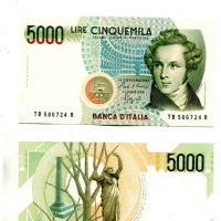 Repubblica: 5.000 lire 1988 "V. Bellini" (Gigante#BI69b)
