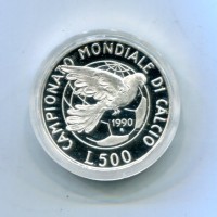 Repubblica Italiana: 1990, 500 lire "Italia '90", da confezione zecca