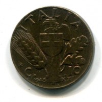 Vittorio Emanuele III (1900-1943): 10 cent. 1943-XXI "Impero" (Gigante#255)