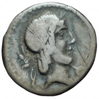Calpurnia, L.Calpurnius Piso Frugi (90 a.C.): denario (Crawford#340/1), grammi 3.70, mm 18, graffietti