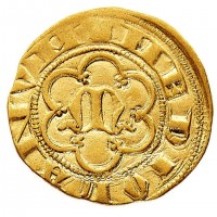 Milano, Luchino e Giovanni Visconti (1339-1349) o Giovanni Visconti solo (1349-1354): mezzo ambrosino d'oro (CNI,57,IV#4; Crippa II/38/1A), grammi 1.73