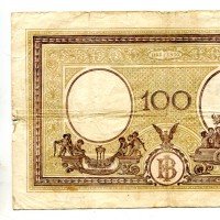 Regno, Vittorio Emanuele III: 100 lire 23/08/1943 "Grande B" (GiganteBI#22A), strappetti
