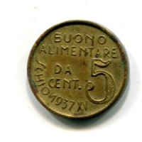 Schio 1937: gettone-buono da 5 cent.