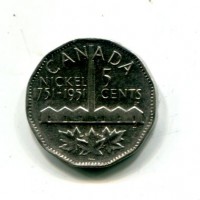 Canada, Giorgio VI (1936-1952): 5 cent 1951 (KM#48)
