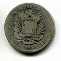 Venezuela: 2 bolivares 1929 (KM#23)