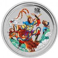 Australia, Elisabetta II (1952-2022): 1 dollaro 2016 "Calendario Lunare - Monkey King", in confezione originale, colorato.
