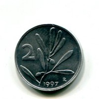 Repubblica Italiana (dal 1946): 2 lire 1997 "Olivo" (Gigante#356)