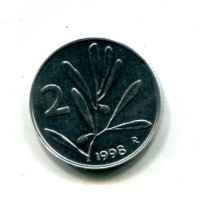 Repubblica Italiana (dal 1946): 2 lire 1998 "Olivo" (Gigante#357)