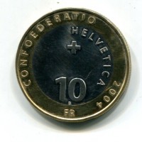 Svizzera, Confederazione: 10 franchi 2004 "Matterhorn-Cervin"